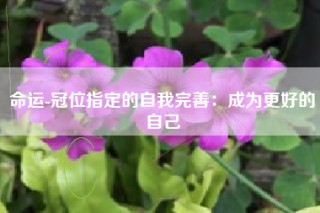 命运-冠位指定的自我完善：成为更好的自己