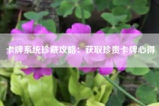 卡牌系统珍藏攻略：获取珍贵卡牌心得