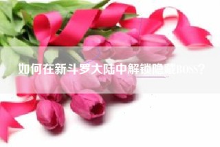 如何在新斗罗大陆中解锁隐藏BOSS？