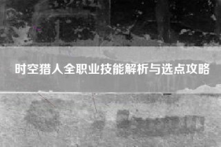 时空猎人全职业技能解析与选点攻略