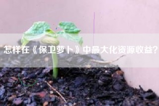 怎样在《保卫萝卜》中最大化资源收益？