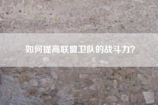 如何提高联盟卫队的战斗力？