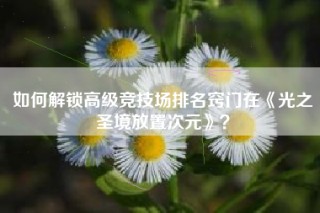 如何解锁高级竞技场排名窍门在《光之圣境放置次元》？