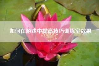 如何在游戏中提高技巧训练室效果