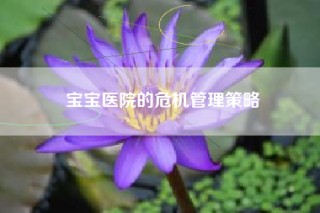 宝宝医院的危机管理策略