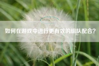如何在游戏中进行更有效的组队配合？