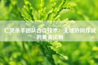 亡灵杀手团队合作技术：无缝协同作战的黄金法则