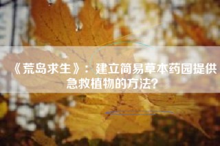 《荒岛求生》：建立简易草本药园提供急救植物的方法？