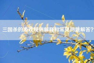 三国杀的游戏规则解释和常见问题解答？