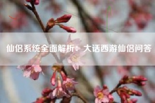 仙侣系统全面解析：大话西游仙侣问答