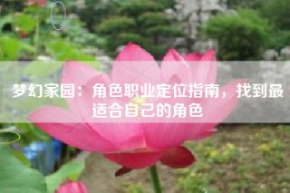 梦幻家园：角色职业定位指南，找到最适合自己的角色