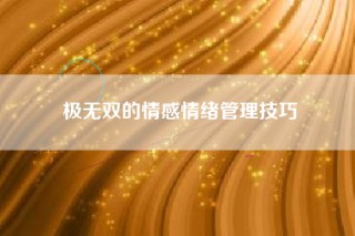 极无双的情感情绪管理技巧
