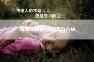 魔域SF装备分解技巧分享