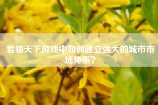 君临天下游戏中如何建立强大的城市市场体系？