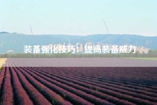 装备强化技巧：提高装备威力