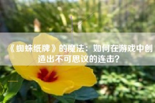 《蜘蛛纸牌》的魔法：如何在游戏中创造出不可思议的连击？