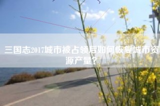 三国志2017城市被占领后如何恢复城市资源产量？