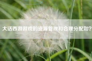 大话西游游戏的资源管理和合理分配如？