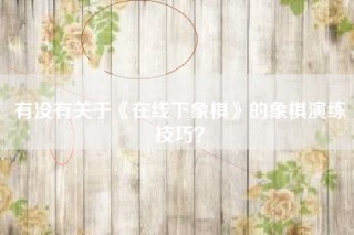 有没有关于《在线下象棋》的象棋演练技巧？