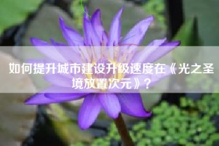 如何提升城市建设升级速度在《光之圣境放置次元》？