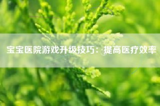 宝宝医院游戏升级技巧：提高医疗效率