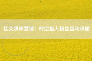 社交媒体营销：时空猎人粉丝互动攻略