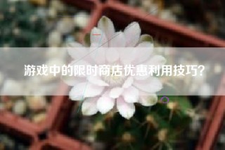 游戏中的限时商店优惠利用技巧？