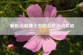 解析光明勇士中的公会活动奖励