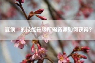夏侯惇的技能升级所需资源如何获得？