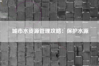 城市水资源管理攻略：保护水源