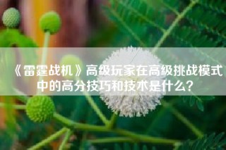 《雷霆战机》高级玩家在高级挑战模式中的高分技巧和技术是什么？