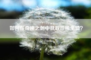 如何在奇迹之剑中获取珍稀坐骑？