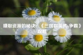 赚取资源的秘诀：《三国群英传-争霸》攻略