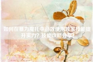 如何在暴力魔托中高效使用独家技能提升实力？技能攻略分享！