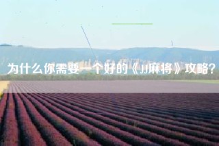 为什么你需要一个好的《JJ麻将》攻略？