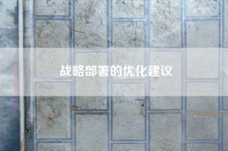 战略部署的优化建议