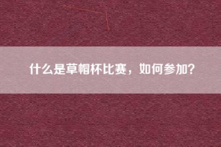 什么是草帽杯比赛，如何参加？
