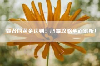 舞者的黄金法则：心舞攻略全面解析！