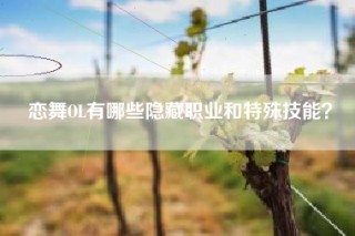 恋舞OL有哪些隐藏职业和特殊技能？