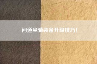 问道坐骑装备升级技巧！