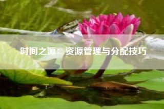 时间之源：资源管理与分配技巧