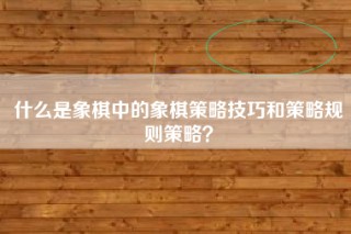 什么是象棋中的象棋策略技巧和策略规则策略？