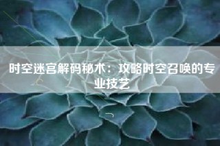 时空迷宫解码秘术：攻略时空召唤的专业技艺