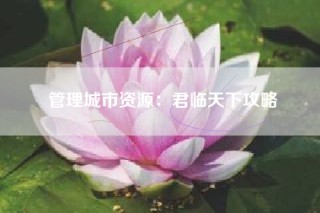 管理城市资源：君临天下攻略