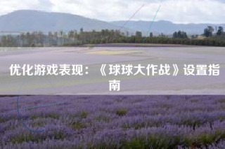 优化游戏表现：《球球大作战》设置指南