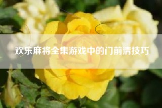 欢乐麻将全集游戏中的门前清技巧