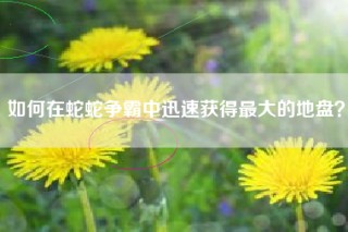 如何在蛇蛇争霸中迅速获得最大的地盘？