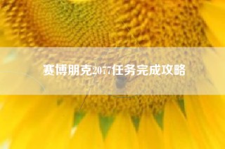 赛博朋克2077任务完成攻略