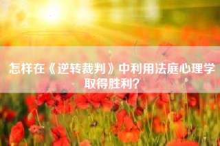 怎样在《逆转裁判》中利用法庭心理学取得胜利？
