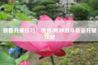 装备升星技巧：境界-死神激斗装备升星攻略
